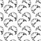 Seamless pattern hand drawn croissant. Doodle black sketch. Sign