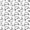 Seamless pattern hand drawn croissant. Doodle black sketch. Sign