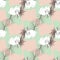 Seamless pattern with hand drawn cute flat boho white rabbit and plants in neutral colors