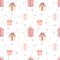 Seamless pattern of hand-drawn cute love gifts and hearts. Vector image for Valentine`s Day, lovers, prints, clothes, textiles, ca