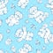 Seamless pattern with hand drawn cute teddy bears in shorts sketch style