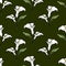 seamless pattern, hand-drawn delicate calla flowers on a green background, print, textiles