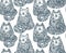 Seamless pattern with hand drawn doodle graphic cats