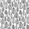 Seamless pattern with hand drawn doodle ornate leaves.