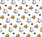 Seamless pattern hand drawn Doodle stars in vector. Starry sky in a simple children s style. Orange, black and white design. For