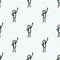 Seamless pattern of hand drawn doodle stick figure pointing up. Scribble person arm raised drawing background. Concept