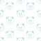 Seamless pattern with hand drawn face of bear on white background in childrens naive style