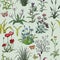 Seamless pattern with Hand drawn Field herbs, flowers and grass