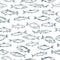 Seamless pattern hand drawn fish