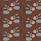 seamless pattern, hand-drawn funny gray-pink donkeys in gentle tones, print for children