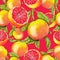 Seamless pattern of hand drawn grapefruit