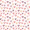 Seamless pattern of hand-drawn hearts in pink, purple and beige colors. Vector image for Valentine`s Day, lovers, prints, clothes,