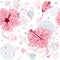 Seamless Pattern with Hand Drawn Hibiscus Flowers