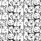 Seamless pattern with hand drawn kittens