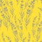 Seamless pattern with hand drawn lavender plants on trendy illuminating color background