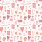 Seamless pattern of hand-drawn love icons. Vector image for Valentine`s Day, lovers, prints, clothes, textiles, cards, banner, fly