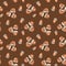 Seamless pattern with with hand-drawn nuts and acorns on broun background. Healthy diet. Modern background for packaging, ads,