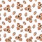 Seamless pattern with with hand-drawn nuts and acorns on white background. Healthy diet. Modern background for packaging, ads,