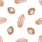 Seamless pattern with hand drawn pastel eclair, truffle