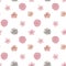 Seamless pattern with hand drawn pastel hibiscus, plum flowers, peach flowers, sakura flowers, magnolia flowers