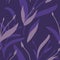 Seamless pattern with hand-drawn purple and beige plants and branches on purple background. Elegant linen, bedclothing, print, pac