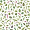 Seamless pattern. Hand drawn rainbow chard micro greens. Microgreen chard, radish, beet,carrot, cabbage. Vector illustration in