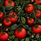 Seamless pattern with hand drawn ripe tomatoes. Vector illustration