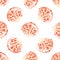 seamless pattern with hand-drawn scallop shells in watercolor pink sand colors on a white background. Beautiful elements of marine