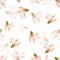 Seamless pattern of hand drawn soft pink-beige jungle flower alstroemeria on a white background. Decorative exotic