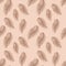 Seamless pattern with hand-drawn softness white feathers on beige, Great for wedding decor, wrapping paper, background