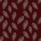 Seamless pattern with hand-drawn softness white feathers on claret background, Great for wedding decor, wrapping paper, background