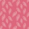 Seamless pattern with hand-drawn softness white feathers on coral , Great for wedding decor, wrapping paper, background, fabric