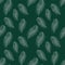 Seamless pattern with hand-drawn softness white feathers on deep green background, Great for wedding decor, wrapping paper,