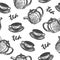 Seamless pattern with hand drawn tea culture objects.