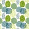 Seamless pattern with hand drawn trees on white background