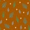 Seamless pattern with hand drawn vector abstract blue leaves and dots,tender autumn illustration for wrap,cover and