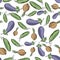 Seamless pattern with hand drawn vegetables. Light background for your kitchen. Vegetable background. Organic food.