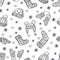 Seamless pattern with hand drawn warm clothes. Perfect vector holidays background