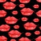 Seamless pattern with hand drawn watercolor woman`s red lips