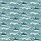 Seamless pattern with hand-drawn waves and sharks