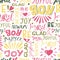 Seamless pattern with hand lettering words Joy, joyful, glad, rejoice.