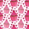 Seamless pattern with hand painted watercolor cupcakes with hearts and sweet cherry. Package design or wrapping paper.