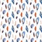 Seamless pattern of hand-painted watercolor multicolored feather