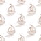 Seamless pattern with hand-painted by watercolor paints brown ship with sail, floating in the sea