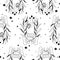 Seamless pattern hand palmistry.Vintage mystic drawing style