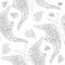 Seamless pattern with handdrawn butterfly on a white background.