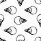 Seamless pattern Handdrawn idea lamp doodle icon. Hand drawn black sketch. Sign symbol. Decoration element. White background.