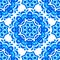 Seamless pattern handdrawn watercolor ornament blue and white with floral elements