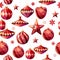 Seamless pattern with hanging balls. Christmas endless texture