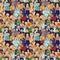 Seamless pattern of happy laughing people.